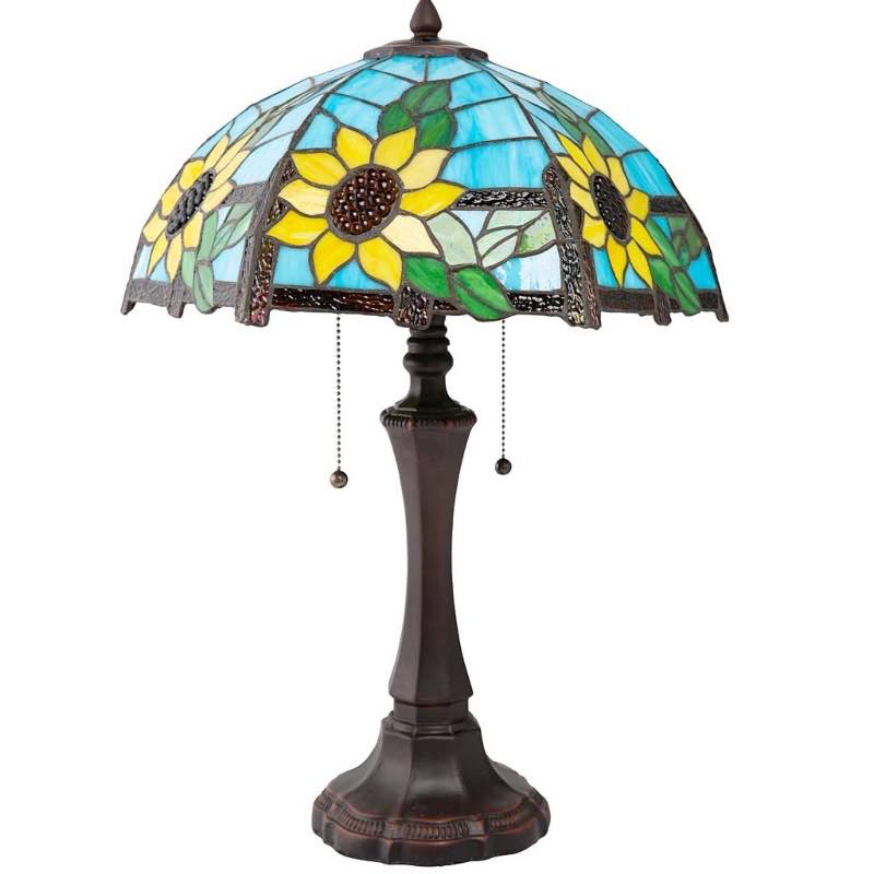 Tiffany-Style Stained Glass Sunflower-Themed Table Lamp