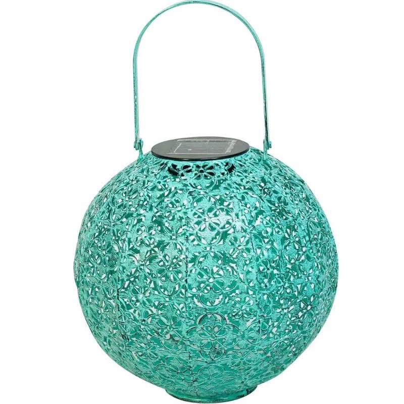 Laser-Cut Spherical Metal Solar Lantern with Handle - Celeste