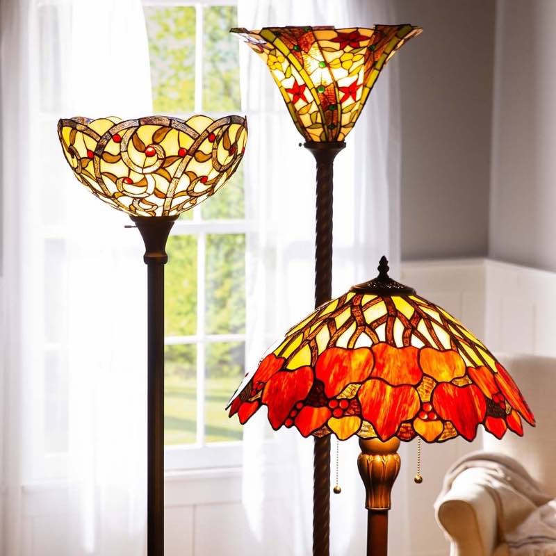 Red Stars Stained Glass Floor Lamp