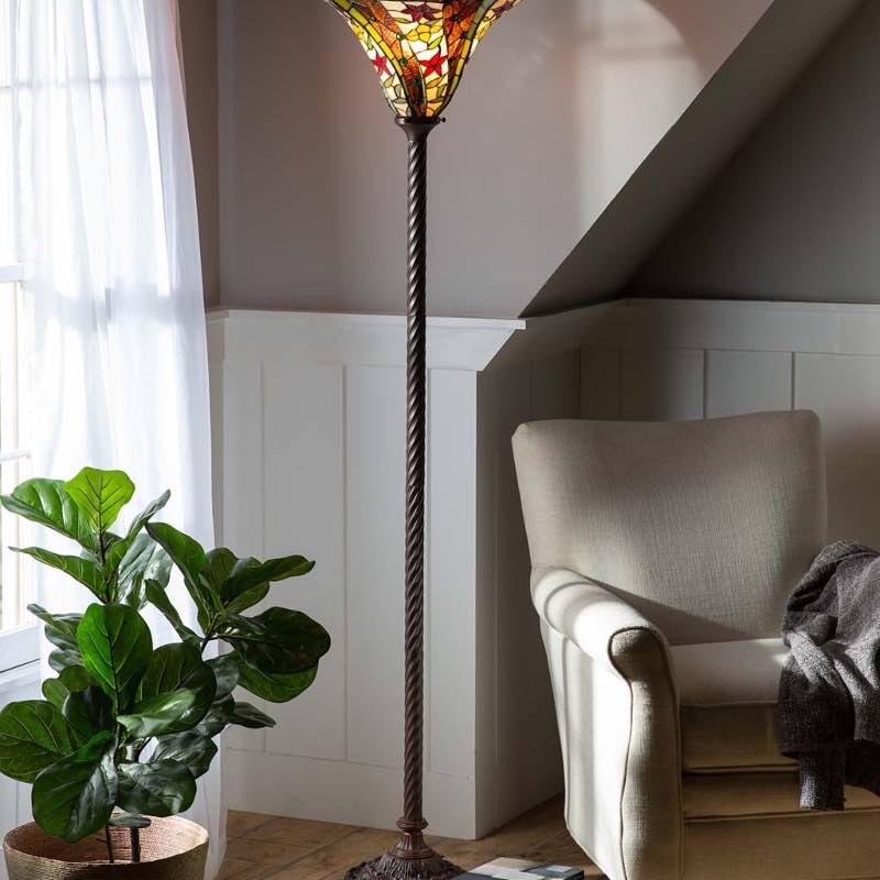 Red Stars Stained Glass Floor Lamp