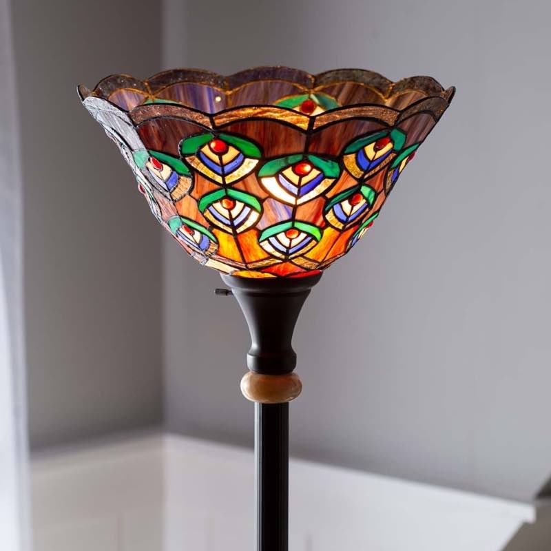 Peacock Stained Glass Floor Lamp