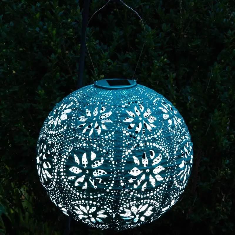 Soji Stella Boho Globe Solar Lantern - Metallic Emerald