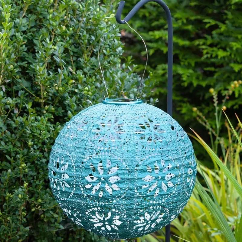 Soji Stella Boho Globe Solar Lantern - Metallic Emerald