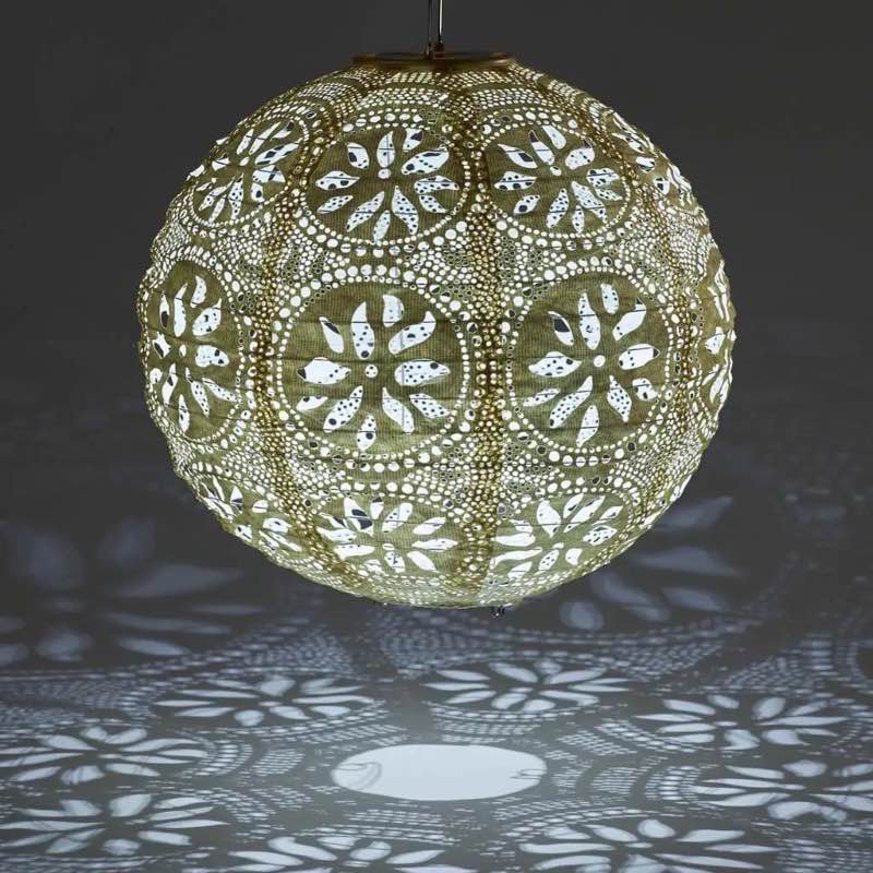 Soji  Stella Boho Globe Solar Lantern - Pearl