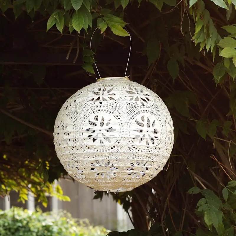 Soji  Stella Boho Globe Solar Lantern - Pearl