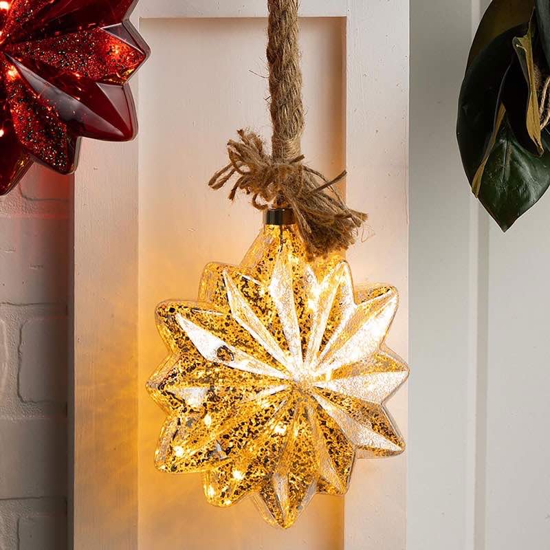 Lighted Holiday Star with Rope to Hang - Clear