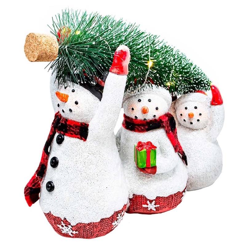 Snowman Family with LED-Lit Holiday Tree