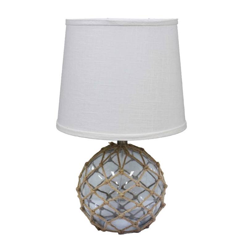 Glass and Rope Fisherman's Lamp with Linen Shade