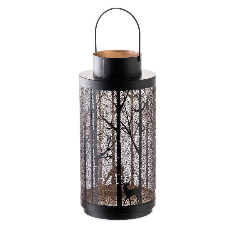 Large Forest Scene Metal Lantern