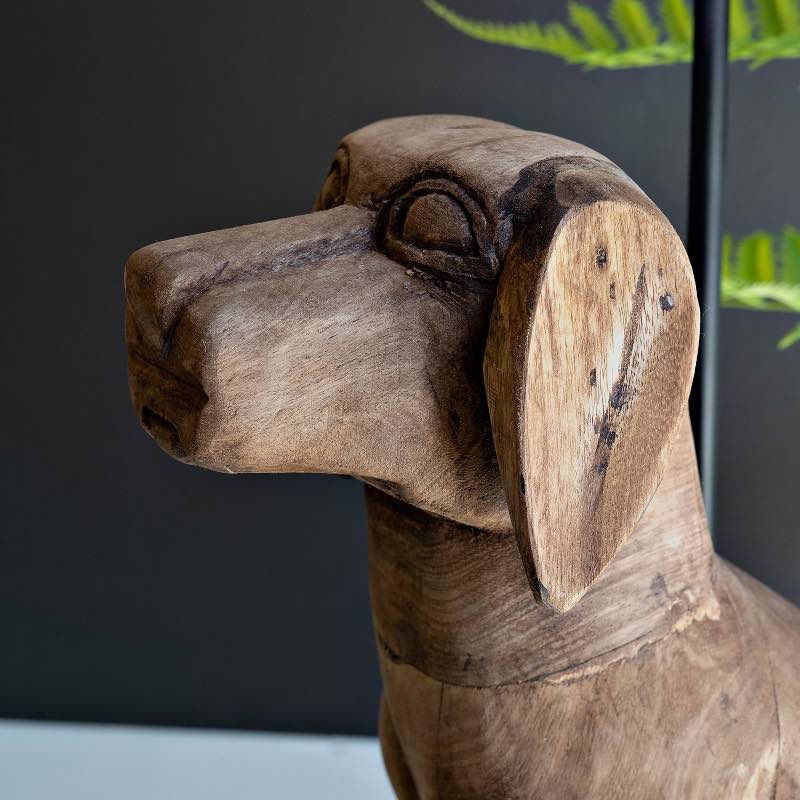 Wooden Dog Lamp with Lampshade