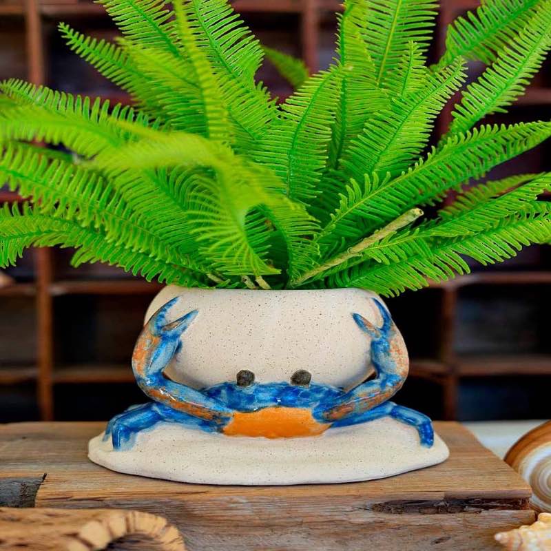 Blue Crab Ceramic Planter