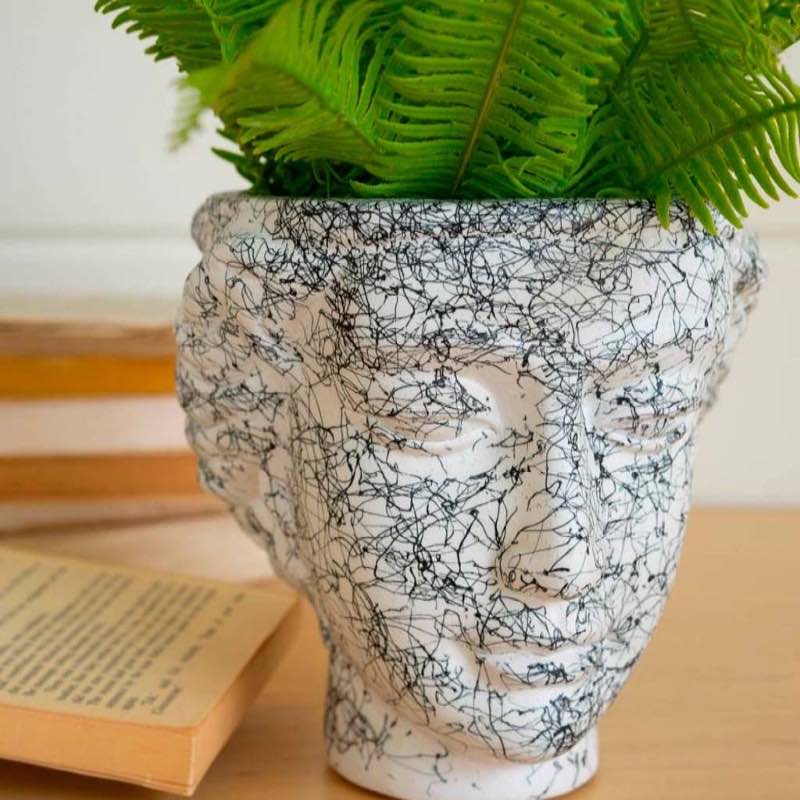 Ceramic Face Planter with Distressed Look