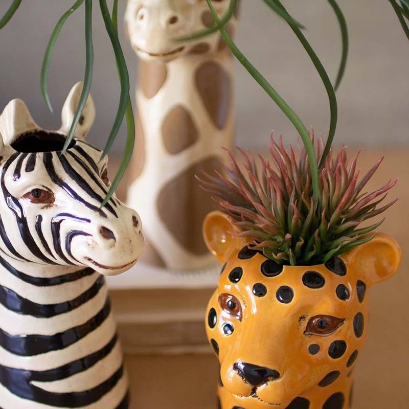 Ceramic Safari Animal Succulent Planters, Set of 3