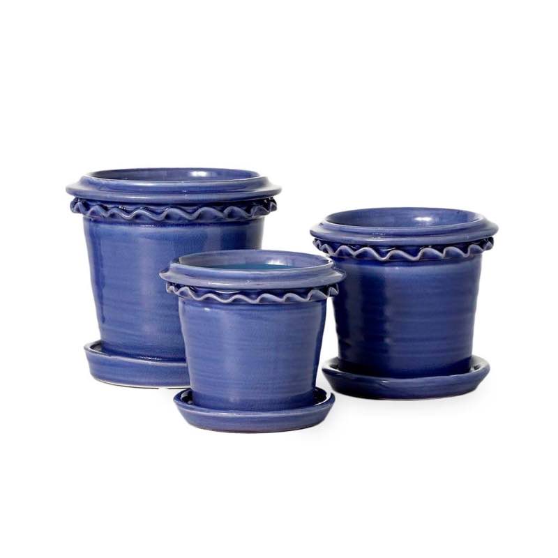 Provincial Design Indigo Pots, Set of 3