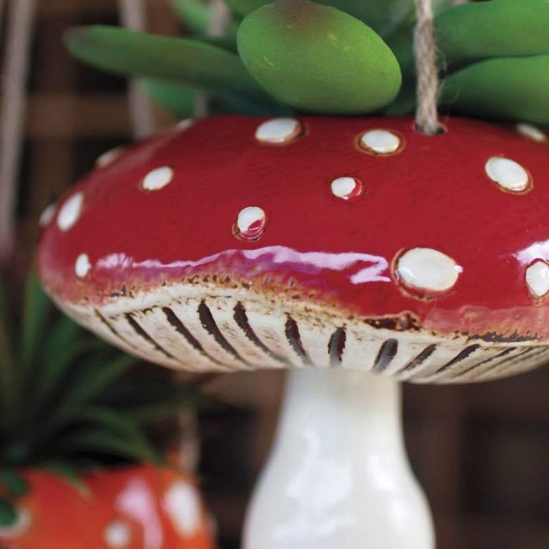 Ceramic Toadstool Planters, Set of 2