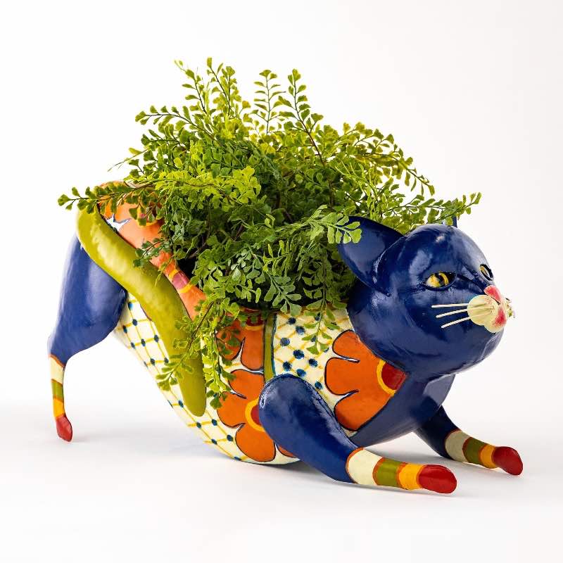 Talavera Pottery-Inspired Cat Planter