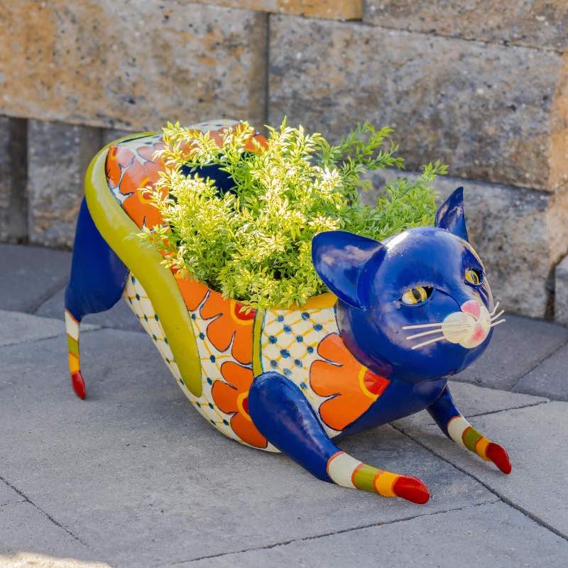 Talavera Pottery-Inspired Cat Planter