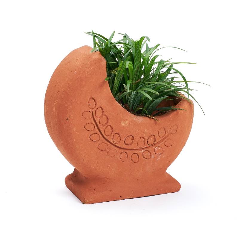 Handmade Terra Cotta Crescent Moon Planter