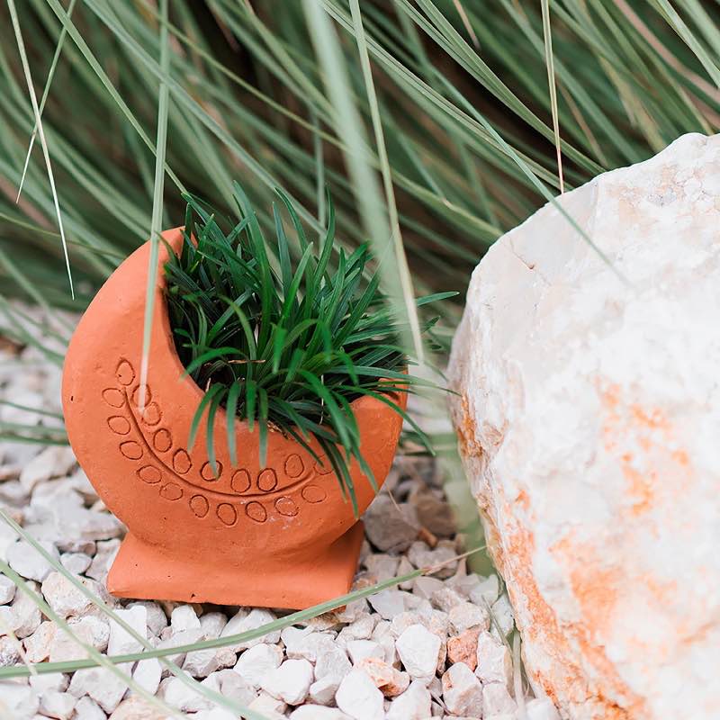 Handmade Terra Cotta Crescent Moon Planter