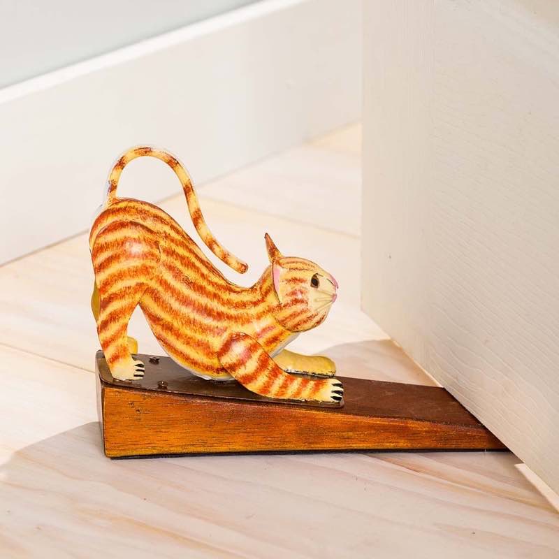 Handcrafted Metal Cat Door Stopper