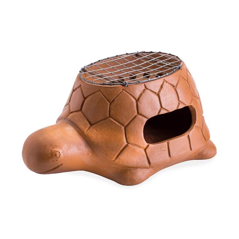 Whimsical Tabletop Terra Cotta Turtle Barbecue Grill