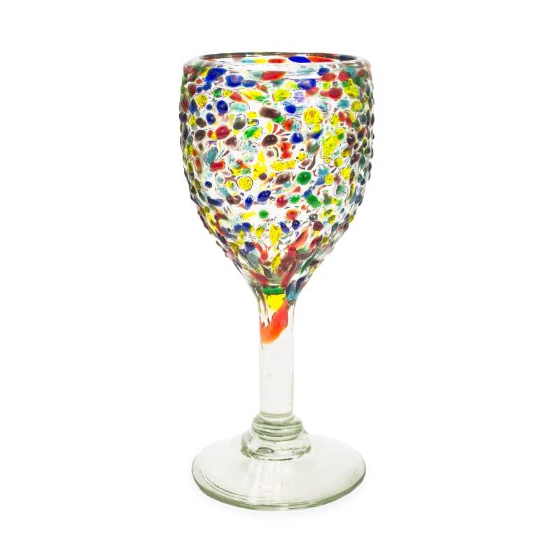 Handcrafted Recycled Glass Confetti Wine Glasses, Set of 4