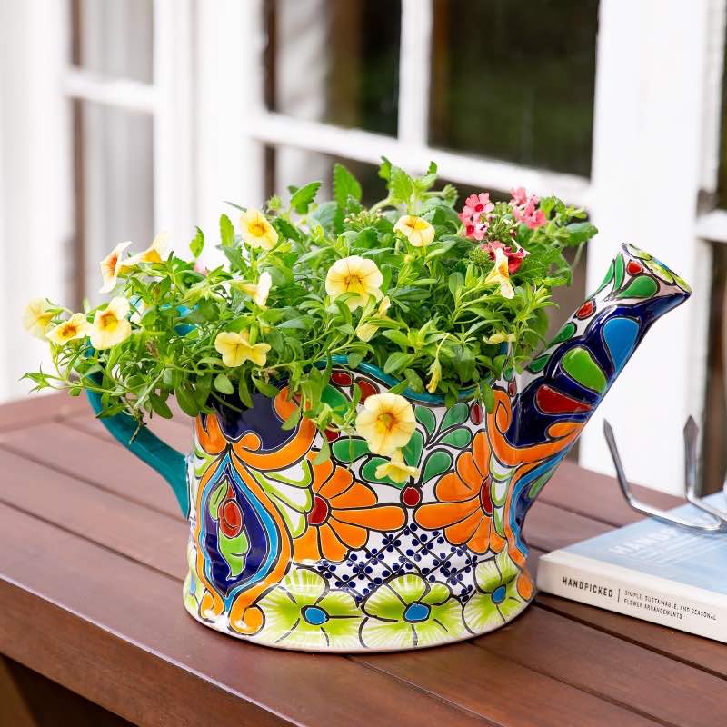 Talavera Watering Can Planter