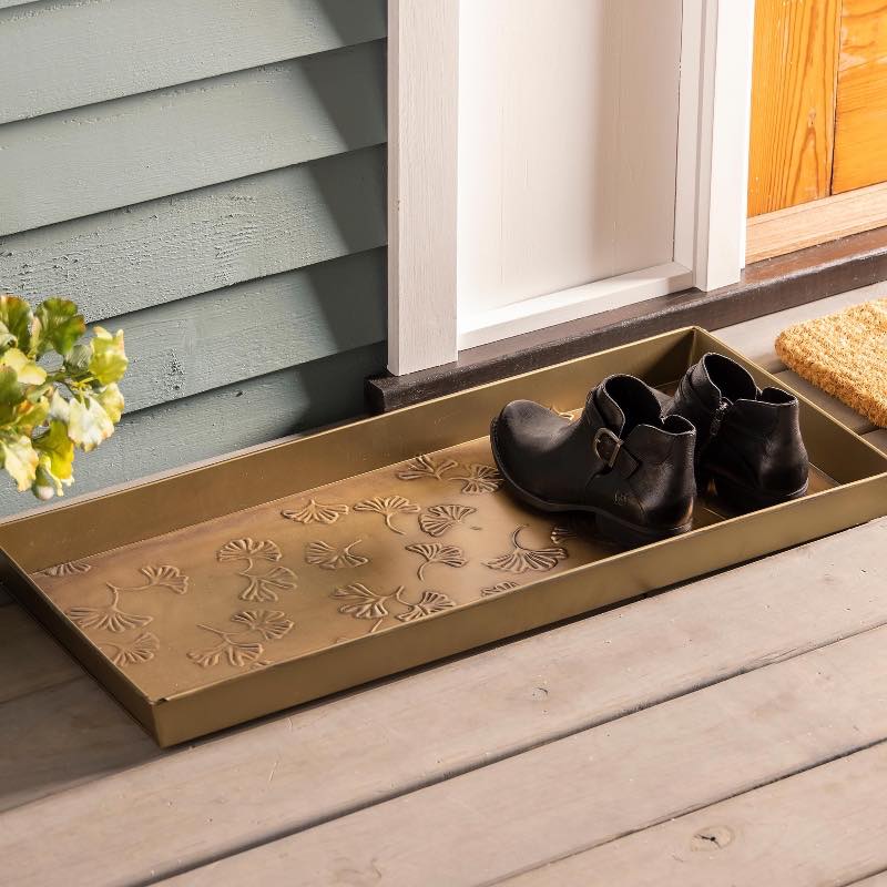 Multipurpose Metal Gingko Leaf Boot Tray