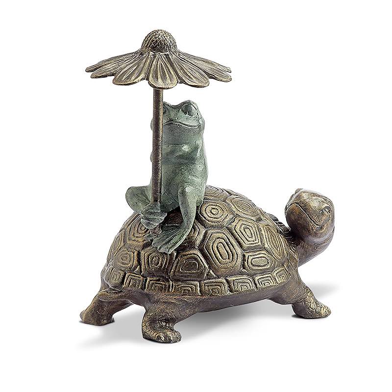 Frog on Turtle Key Hider Statue