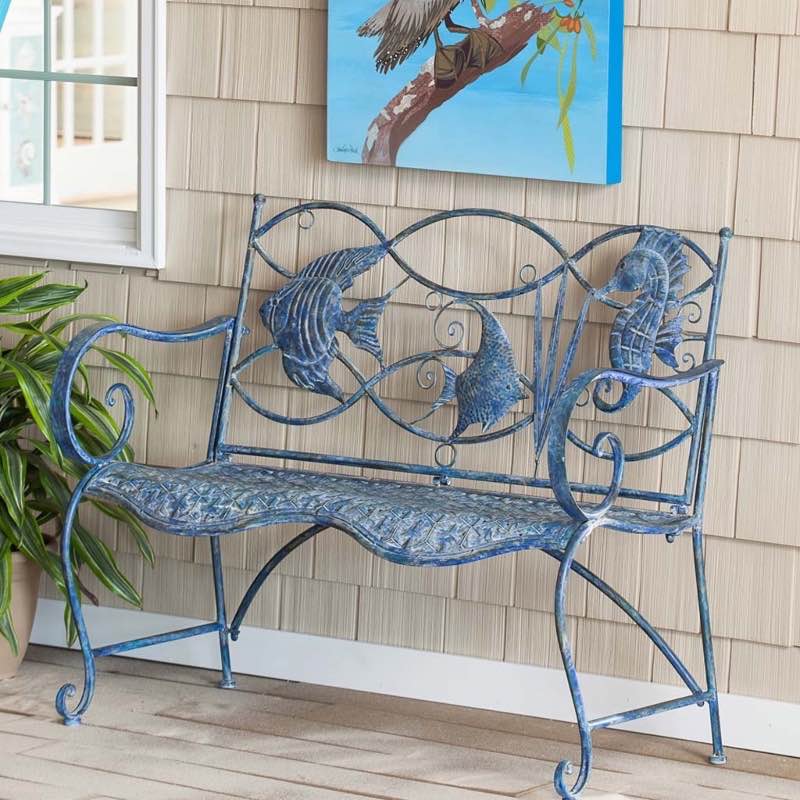 Blue Tropical Fish Metal Bench