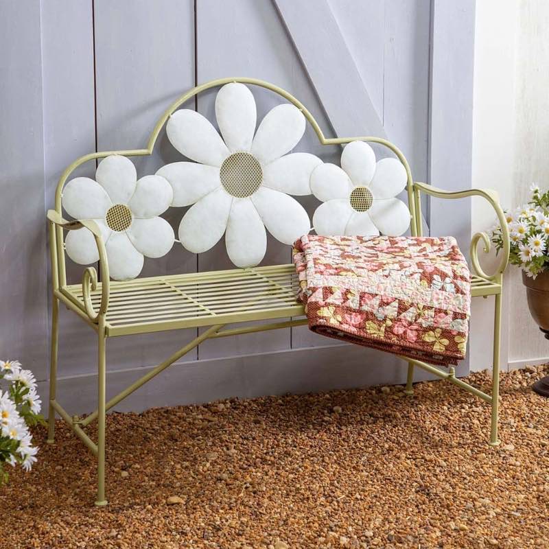 Metal Floral Garden Bench