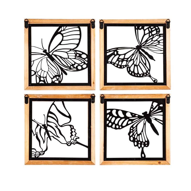 Wood Framed Metal Butterfly Wall D&eacute;cor Set