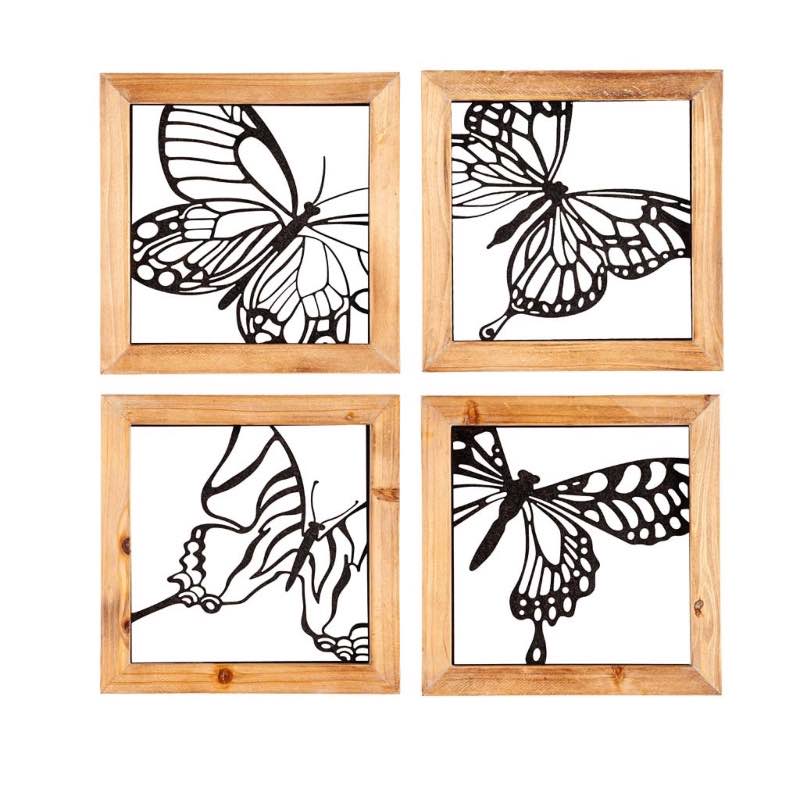 Wood Framed Metal Butterfly Wall D&eacute;cor Set