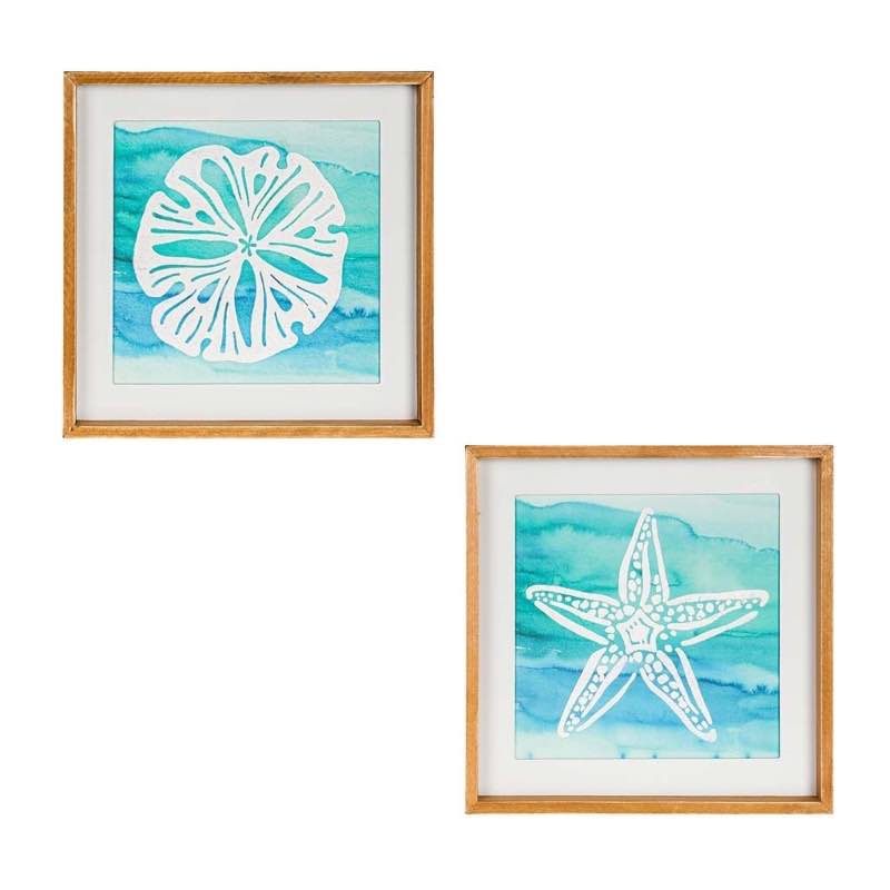 Sand Dollar and Starfish Framed Wall Art, Set of 2