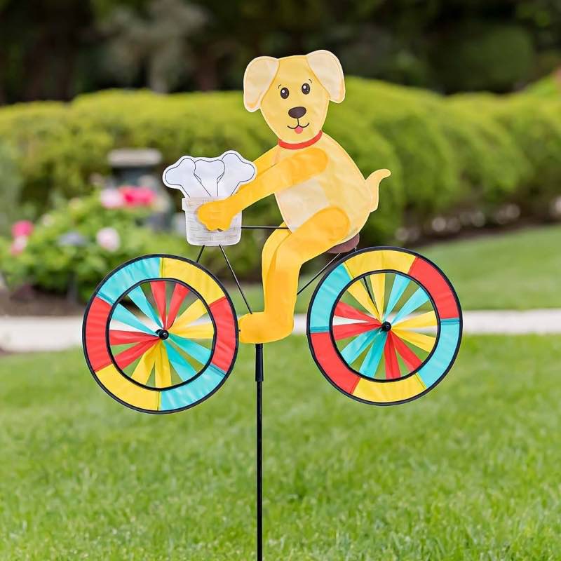 Dog on Bicycle Wind Spinner