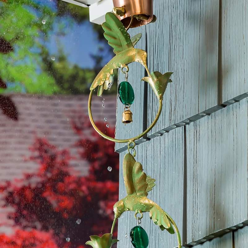 Hummingbird Circles with Bead Accents Rain Chain