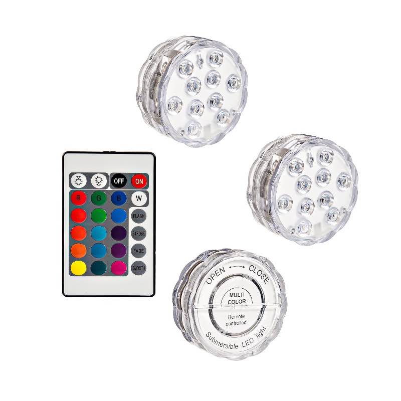 LED Red, Green and Blue Puck Light with Remote Control, Set of 3