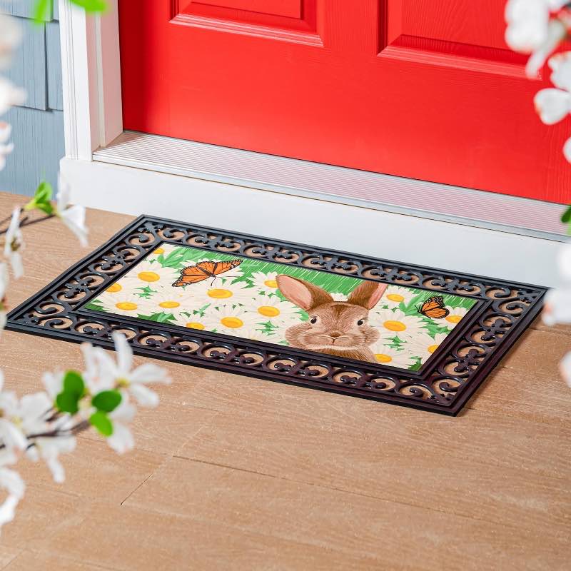 Bunny and Daisies Sassafras Switch Doormat