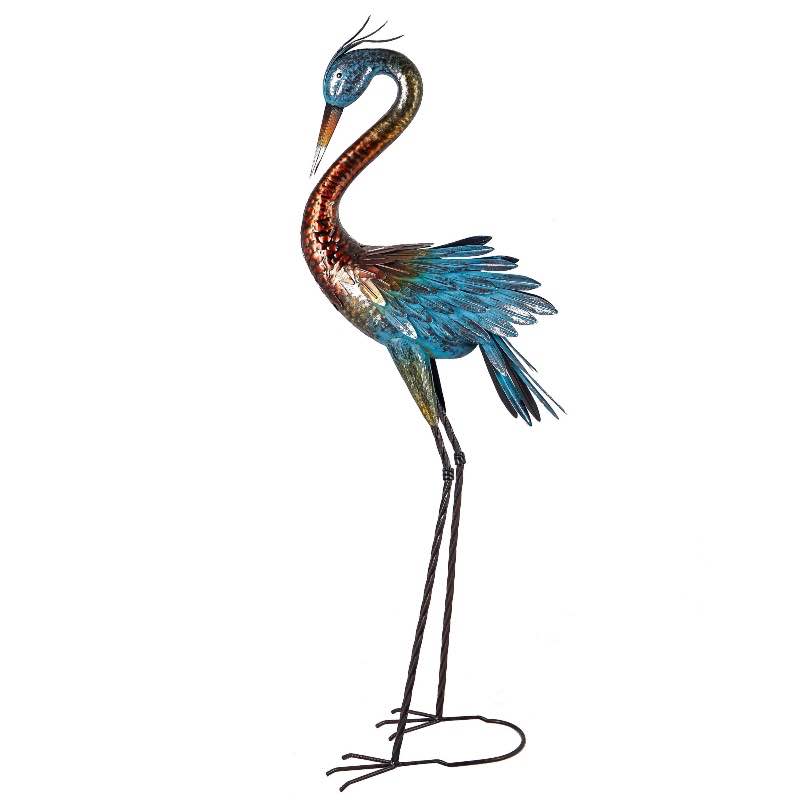 Colorful Crane Metal Garden Statue