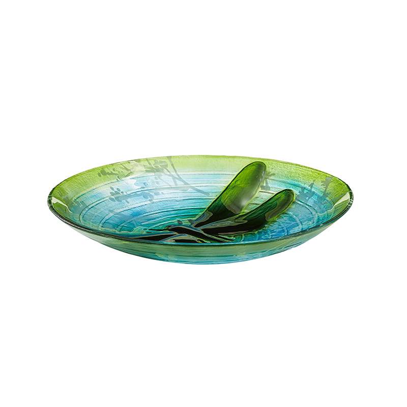 Dragonfly Pond Glass Birdbath