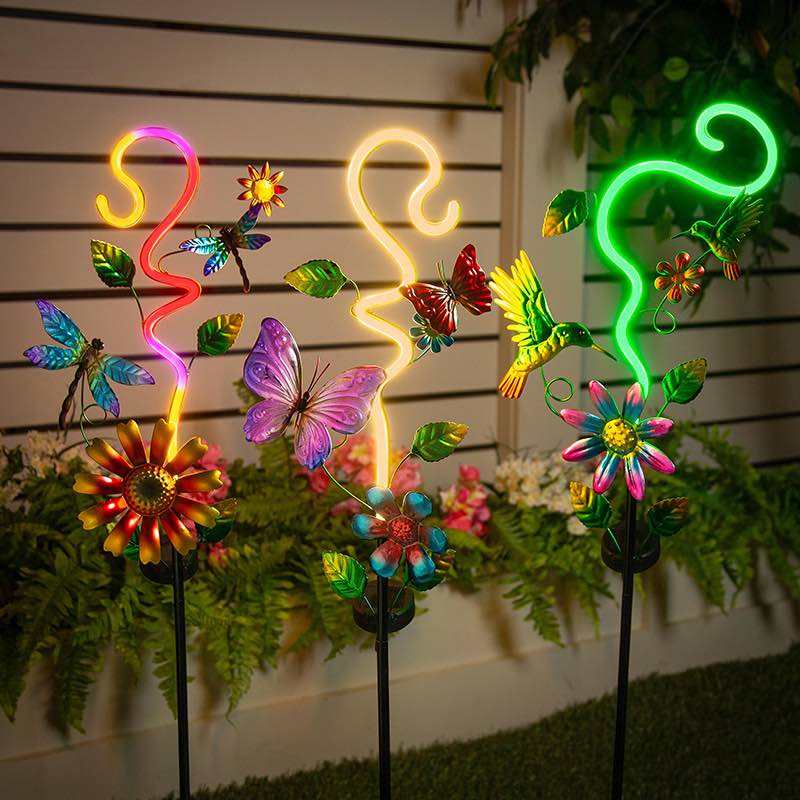 Neon Pollinator Garden Stakes, Set of 12