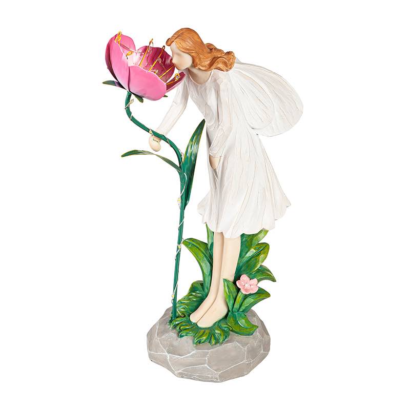 LED Pink Flower Garden Angel Statue