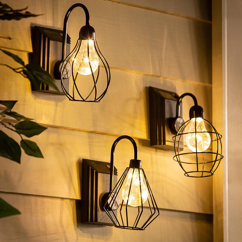 Solar-Powered Wall Sconces, Set of 9