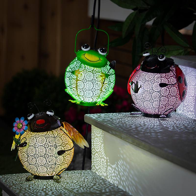 Solar-Lighted Critter Lantern, Set of 6