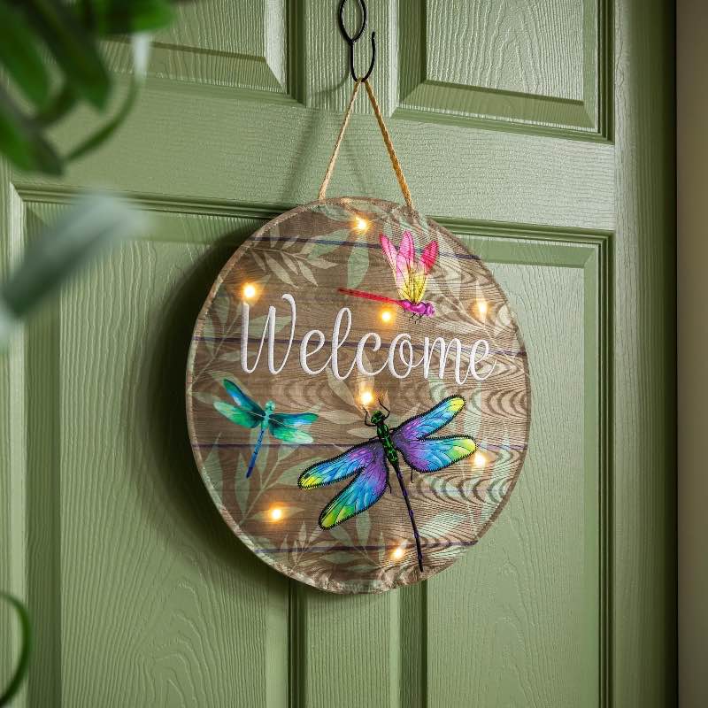 LED Lighted Dragonfly Door Decor