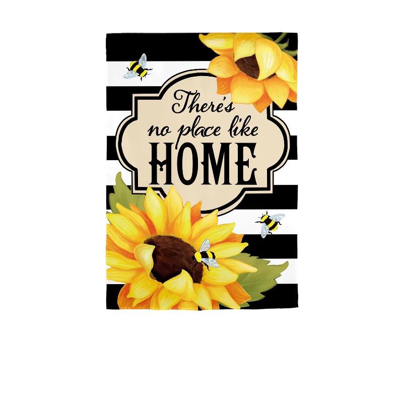 There's No Place Like Home Sunflower Burlap Garden Flag