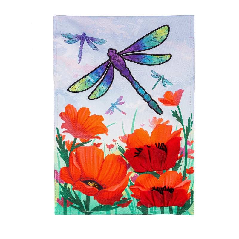 Dragonfly and Poppy Eco-Friendly Garden Flag