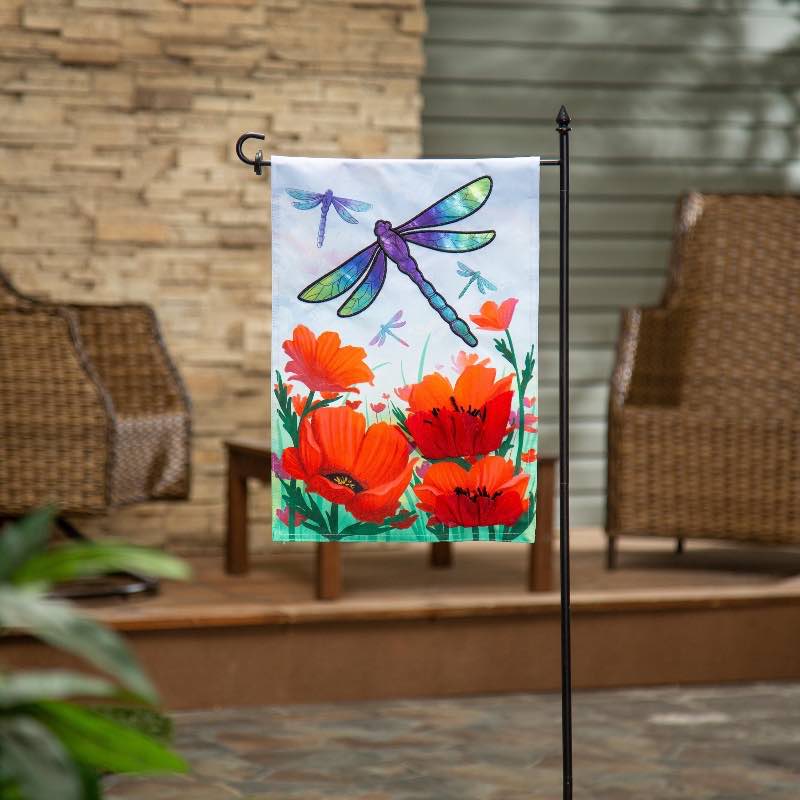 Dragonfly and Poppy Eco-Friendly Garden Flag