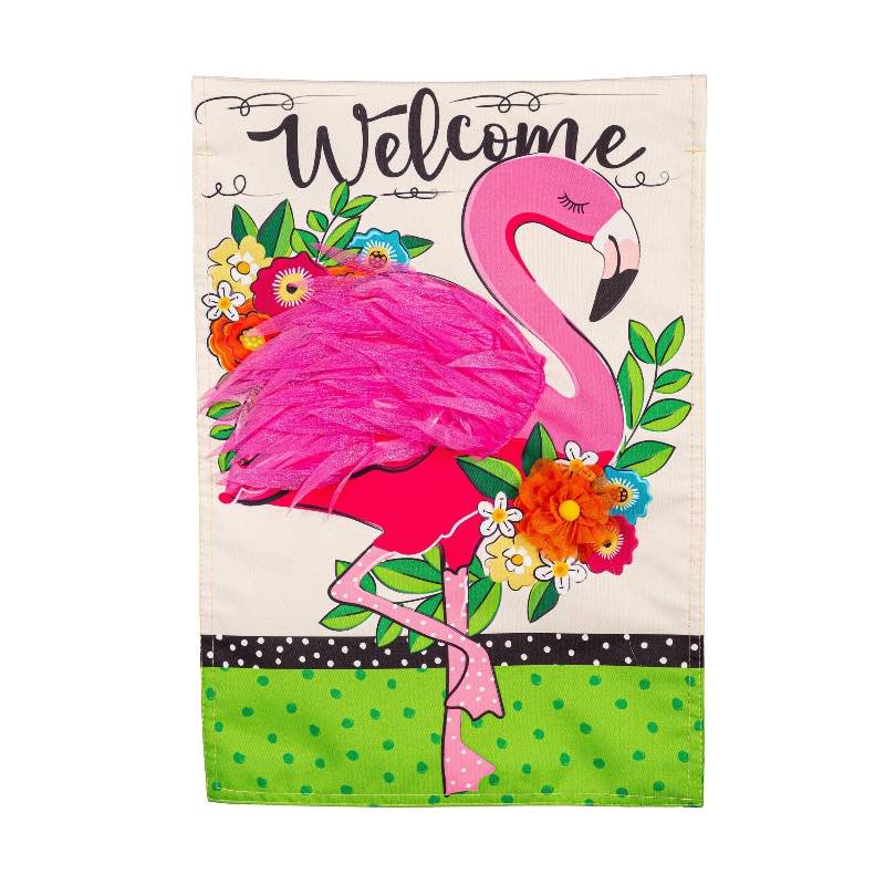 Floral Flamingo Garden Flag