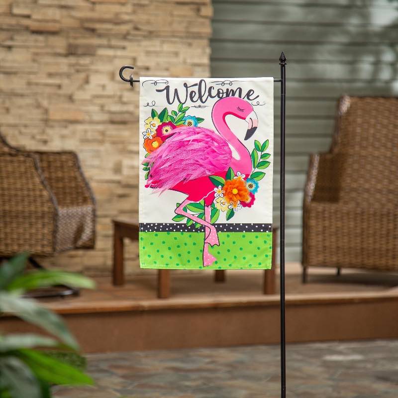 Floral Flamingo Garden Flag